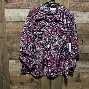 Kim Rogers Pink and Purple Paisley Blouse